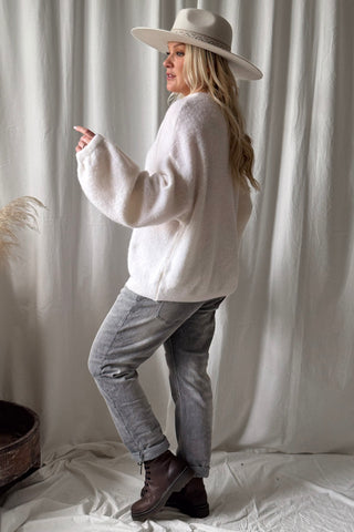 Gretta alpakkaneule, luonnonvalkoinen