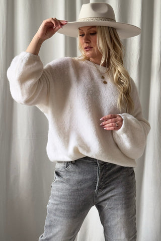 Gretta alpakkaneule, luonnonvalkoinen