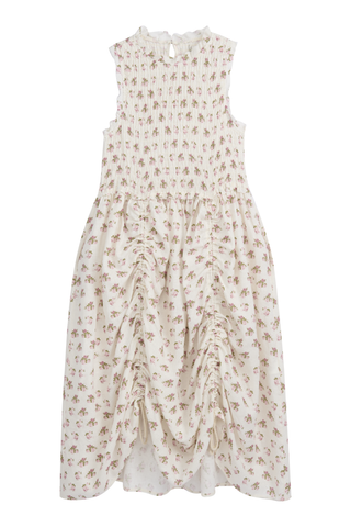 Hacienda linen dress, floral pink