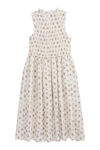 Hacienda linen dress, floral pink