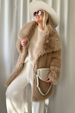 Hali midi tekoturkki, caramel