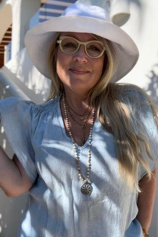 Hanko pellavahattu, valkoinen