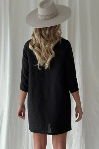 Happiness pellavatunika, musta