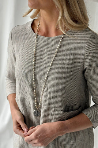 Happiness pellavatunika, pinstripe