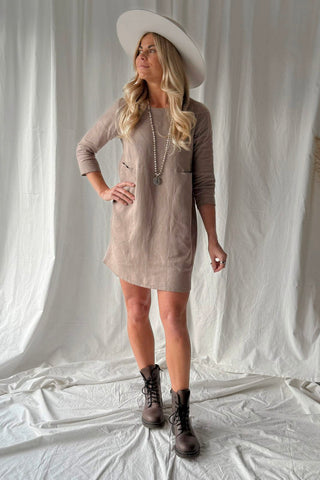 Happiness pellavatunika, taupe