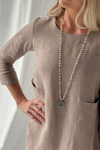 Happiness pellavatunika, taupe