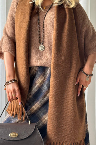 Fringed Scarf, rusty brown