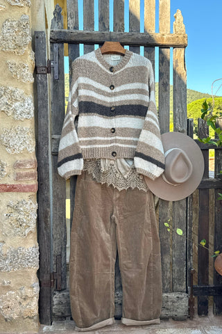 Hawthorn Stripe neuletakki, beige