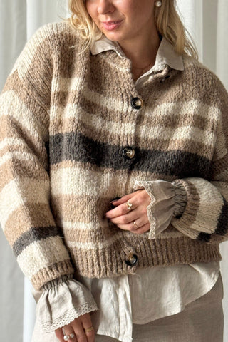 Hawthorn Stripe neuletakki, beige