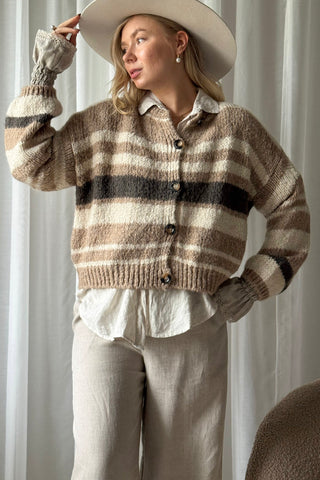 Hawthorn Stripe neuletakki, beige