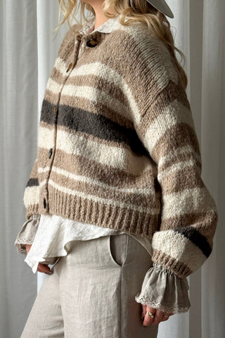 Hawthorn Stripe neuletakki, beige