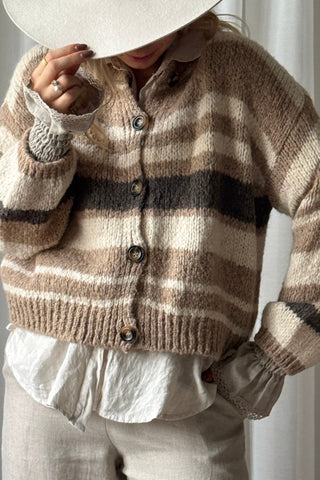 Hawthorn Stripe neuletakki, beige
