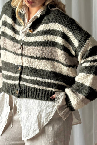 Hawthorn Stripe neuletakki, forest green