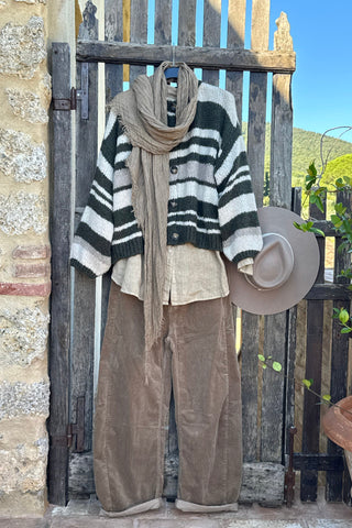 Hawthorn Stripe neuletakki, forest green