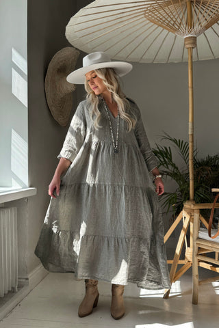 Helenia pellavamekko, taupe