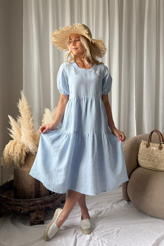 Helen pellavamekko, oxford blue