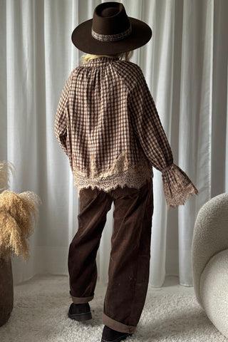 Holly pitsipaita, beige-coffee check