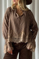 Holly Lace blouse, beige-coffee check