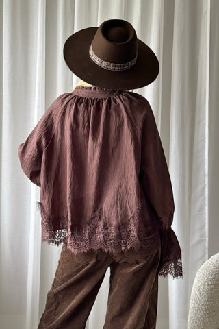 Holly Lace blouse, coffee 