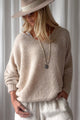 Honey v-aukkoinen alpakkasekoiteneule, beige