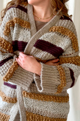 Reagan cardigan, burgundy/caramel