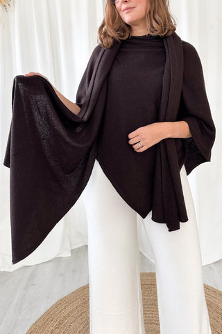 Cashmere Dawn poncho, coffee