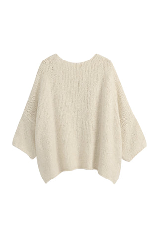 Indigo neule, luonnonvalkoinen