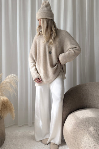 Irene alpakkasekoiteneule, beige