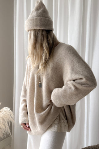 Irene alpakkasekoiteneule, beige