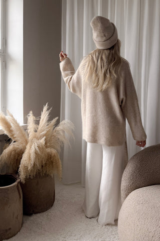 Irene alpakkasekoiteneule, beige
