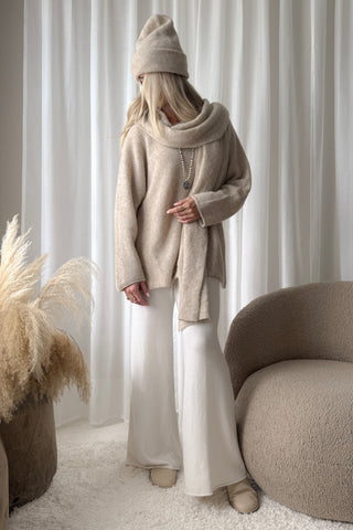 Irene alpakkasekoiteneule, beige
