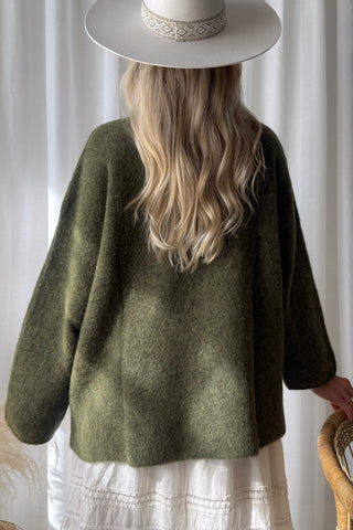 Irene alpakkasekoiteneule, forest green