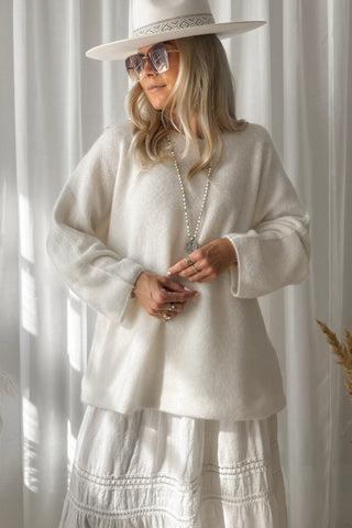 Irene alpaca blend jumper, off white