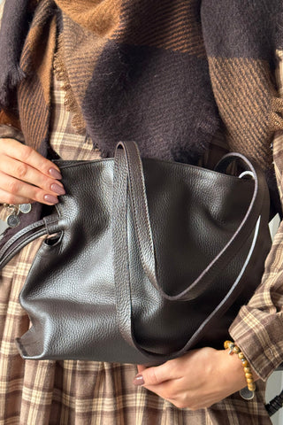 Isabella leather bag, coffee