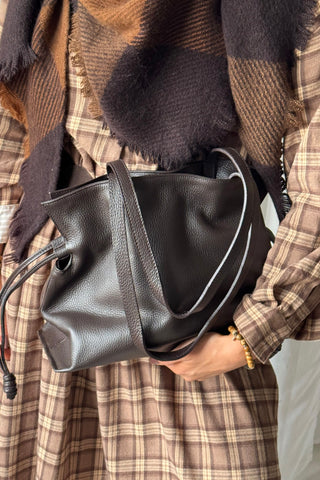 Isabella leather bag, coffee