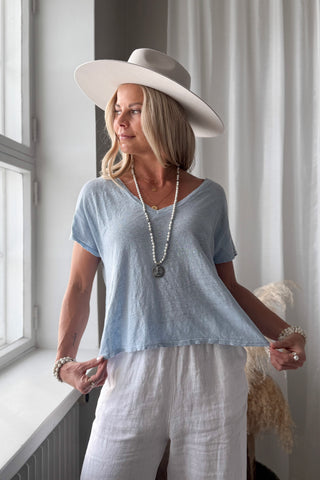 Isla pellava t-paita, vaaleansininen