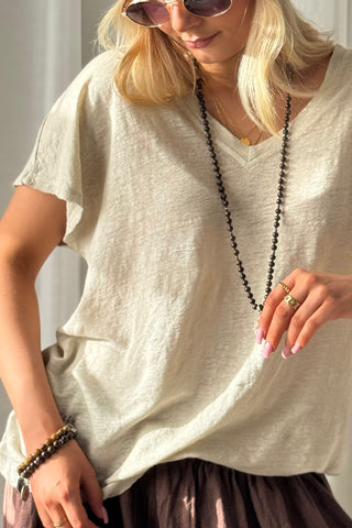 Isla linen t-shirt, sand