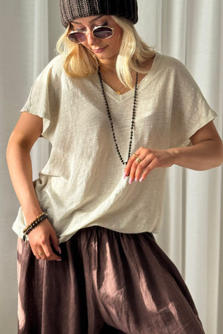 Isla linen t-shirt, sand