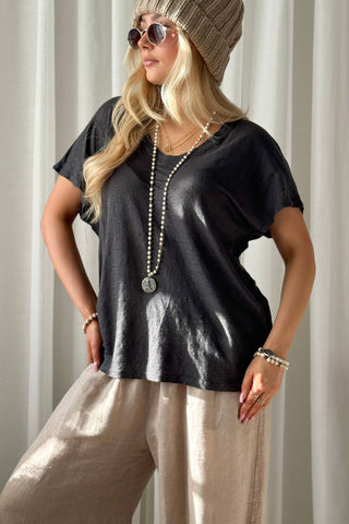 Isla linen t-shirt, smoke