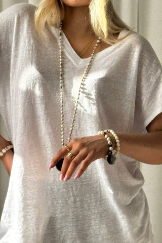 Isla linen t-shirt, white