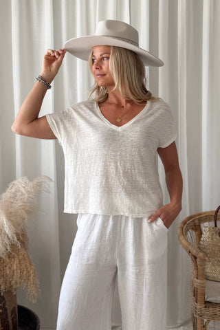 Isla pellava t-paita, valkoinen