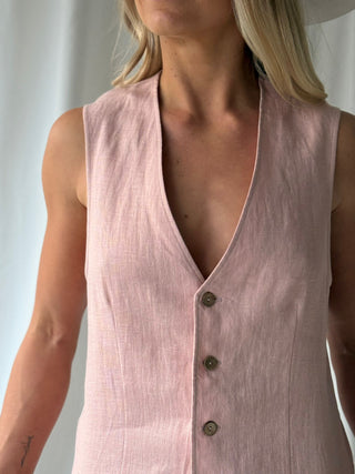 Jess linen vest, sorbet pink