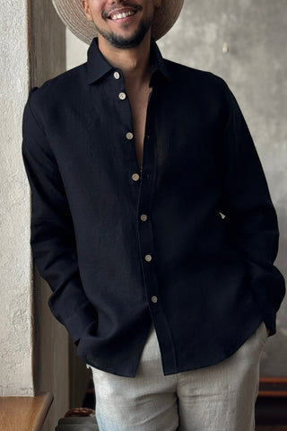 John linen shirt, black 
