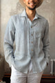 John linen shirt, blue stripe