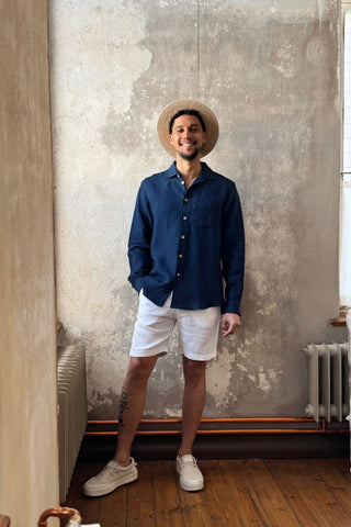 John linen shirt, navy