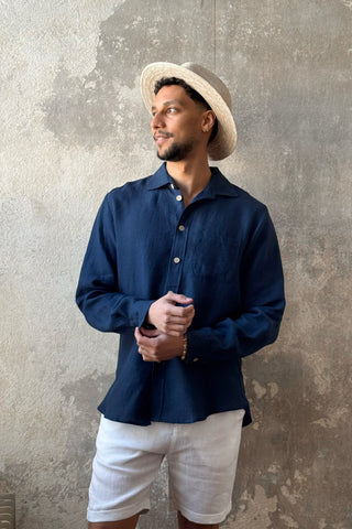 John linen shirt, navy