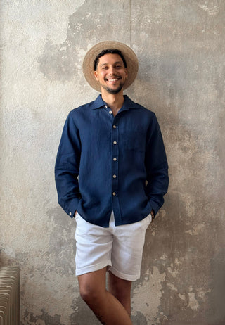 John linen shirt, navy