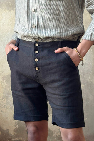 John linen shorts, black