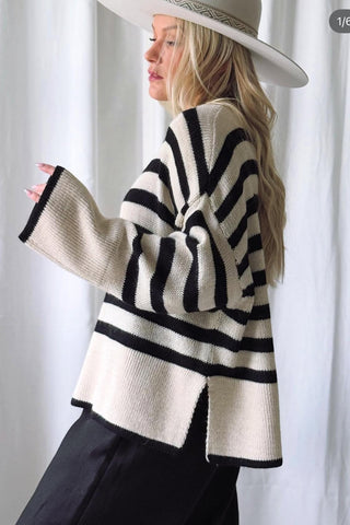 Josalie neule, off white-black