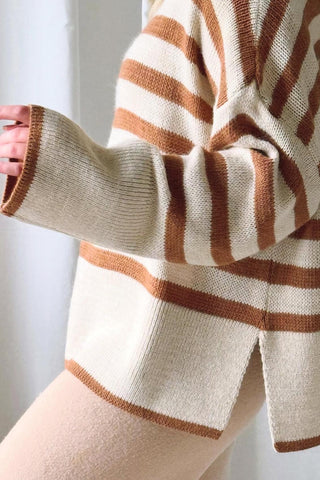 Josalie neule, off white-caramel